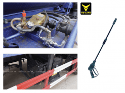 Hệ thống máy rửa áp lực cao trên xe hút bùn hút chất thải FAW 8 khối