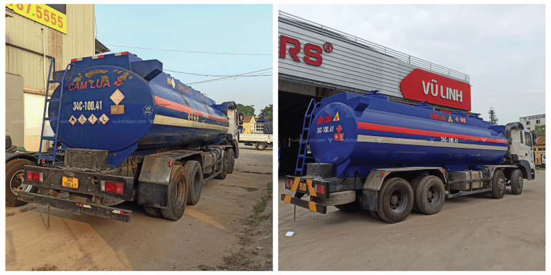 Xe chở xăng dầu HYUNDAI HD320 sau khi sử dụng dịch vụ sơn xe xi téc