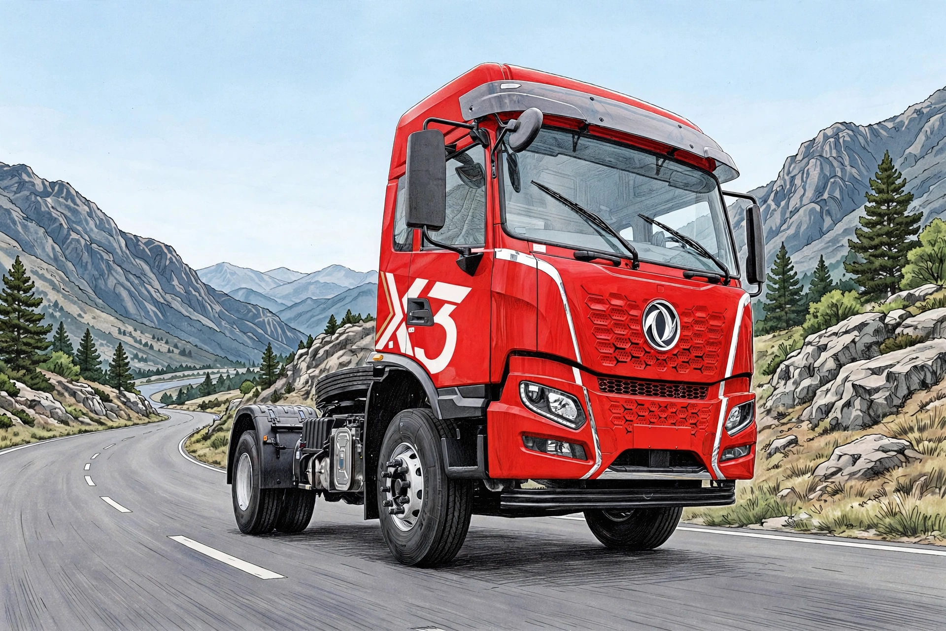 Xe đầu kéo Dongfeng X3 trên đường