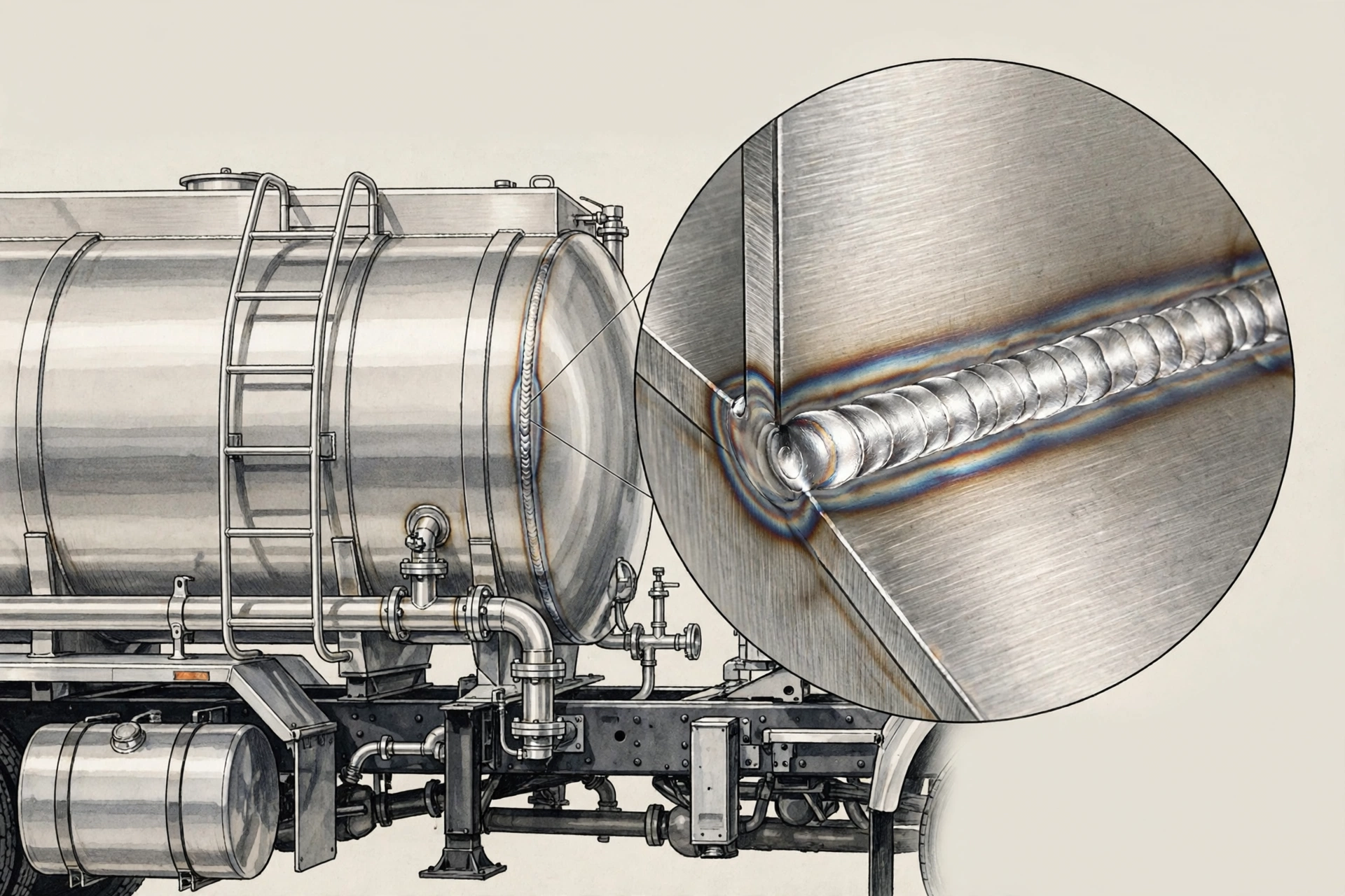 Mối hàn trên bồn inox xe chở hóa chất